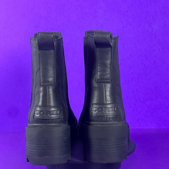 Sorel Joan Now Waterproof Black Leather Lug Sole Chelsea Boot Women's Size 9 - Picture 4 of 9